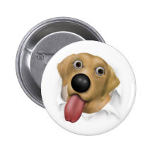 Labrador Retriever (Yellow) Busting Out Pinback Button