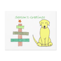 Labrador Retriever Yellow Stick Tree Post Card