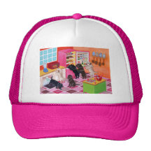 Labradors in the Kitchen Painting Trucker Hats