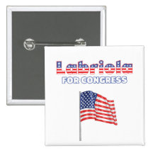 Labriola for Congress Patriotic American Flag Pinback Button
