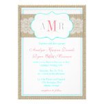 Lace and Burlap Monogram Rustic Wedding Custom Announcements