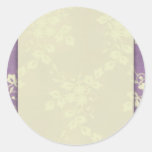 Lace and lilac and cream ... round sticker