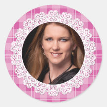 Lace and Plaid -Heart on Pink- Sticker
