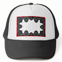 Lace Black & White Red Boarder The MUSEUM Zazzle G Hats