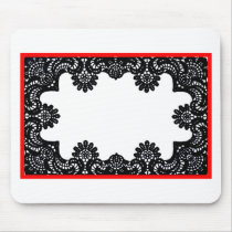 Lace Black & White Red Boarder The MUSEUM Zazzle G Mousepad
