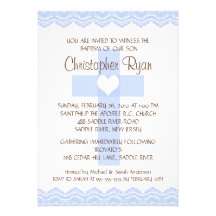 Lace Cross Baby Boy Baptism Inviation Personalized Announcement