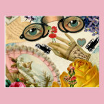 Lace Fan Spectacles and Flowers postcards