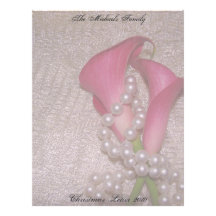 Lace, Pearls & Calla Lilies Christmas Letter 2011 Letterhead Template