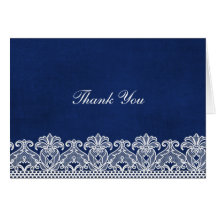 Lace Thank You (Blue) Greeting Cards
