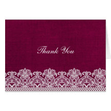 Lace Thank You (Maroon) Greeting Cards
