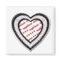 Laced Heart Shaped Photo Frame Fridge Magnets
