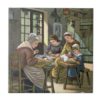 "Lacemaking" Vintage Illustration tiles