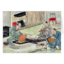 Lacquer craftsmen by Hasegawa, Settei Ukiyoe Cards