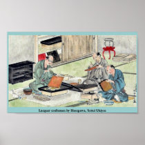 Lacquer craftsmen by Hasegawa, Settei Ukiyoe Poster