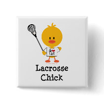 Lacrosse Chick Button