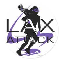 Lacrosse Girls LAX Attack Purple Round Stickers