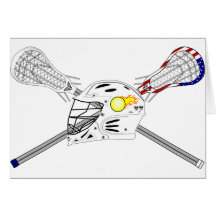 Lacrosse sticks with helmet greeting card