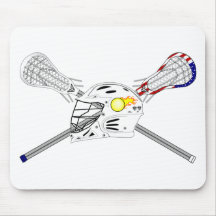 Lacrosse sticks with helmet mouse pads