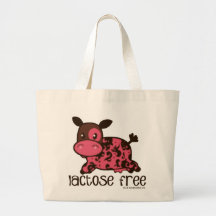 Lactose Free Pink Cow Tote Bags