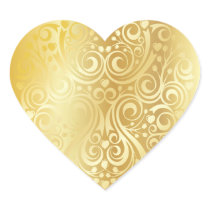 Lacy Gold Foil Heart Sticker