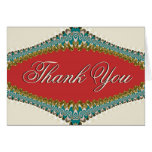 Lacy Teal Gold Orange Elegant Thank You Card