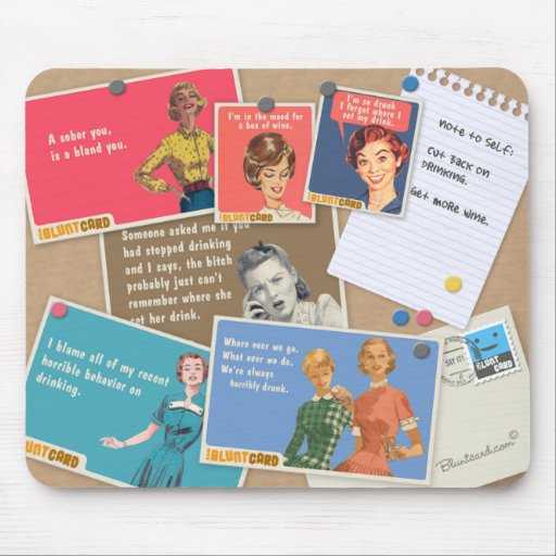 Ladies drinking cork board mouse pad