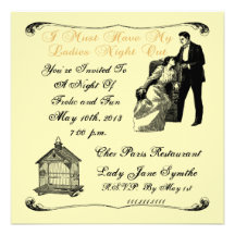 Ladies Night Out  With Bird Cage Invitation
