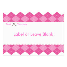 Ladies Pink Argyle Golf Party Table Label Business Card Templates