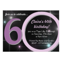 Ladies Pink / Purple Fortieth 60th Birthday Party Invitations