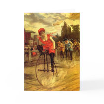 LADIES VINTAGE BIKE RACING BICYCLE RACE GREETING CARDS