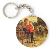 LADIES VINTAGE BIKE RACING BICYCLE RACE KEY CHAIN