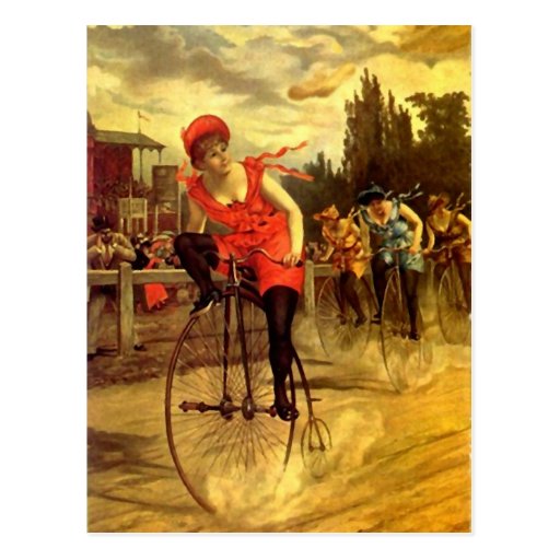 LADIES VINTAGE BIKE RACING BICYCLE RACE POSTCARDS