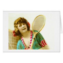 Lady and tennis greeting card