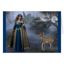 Lady and the Fawn Greeting Card