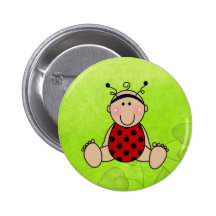 Lady Bug Baby Shower Party Favours Pinback Button