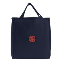 Lady Bug Embroidered Tote Bag