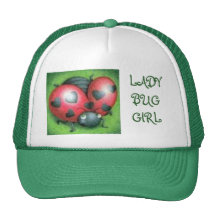 LADY BUG GIRL GREEN TRUCKER HAT