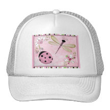 LADY BUG GIRL SOFT PINK TRUCKER HATS