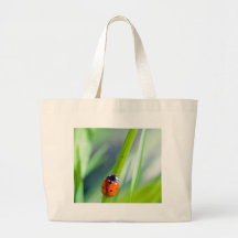 Lady Bug on Blade of Grass Canvas Bag