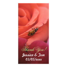 Lady Bug Roses Wedding Custom Photo Card