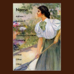 Lady Digging in Her Flower Garden business cards