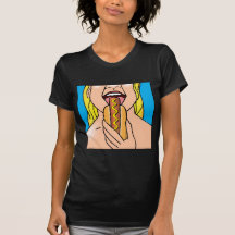 Lady Eating Hot Dog Tshirt