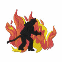 Lady Firefighter with Flames