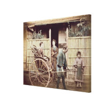 Lady in a rickshaw, c.1890s (coloured photo) canvas prints