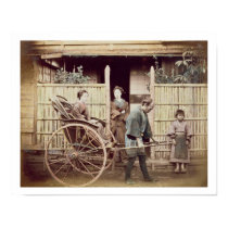 Lady in a rickshaw, c.1890s (coloured photo) posters