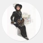 Lady in Black Round Sticker