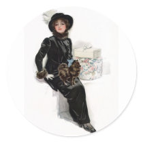 Lady in Black Round Sticker