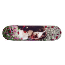 Lady in Flowers - Brittany Spaniel Dog Skate Deck