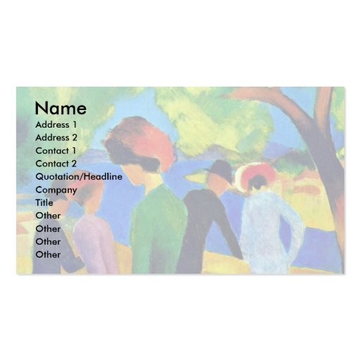 Lady In Green Jacket By Macke August Business Card Template