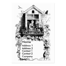 Lady in Window, Birds and Grapevine Business Cards
